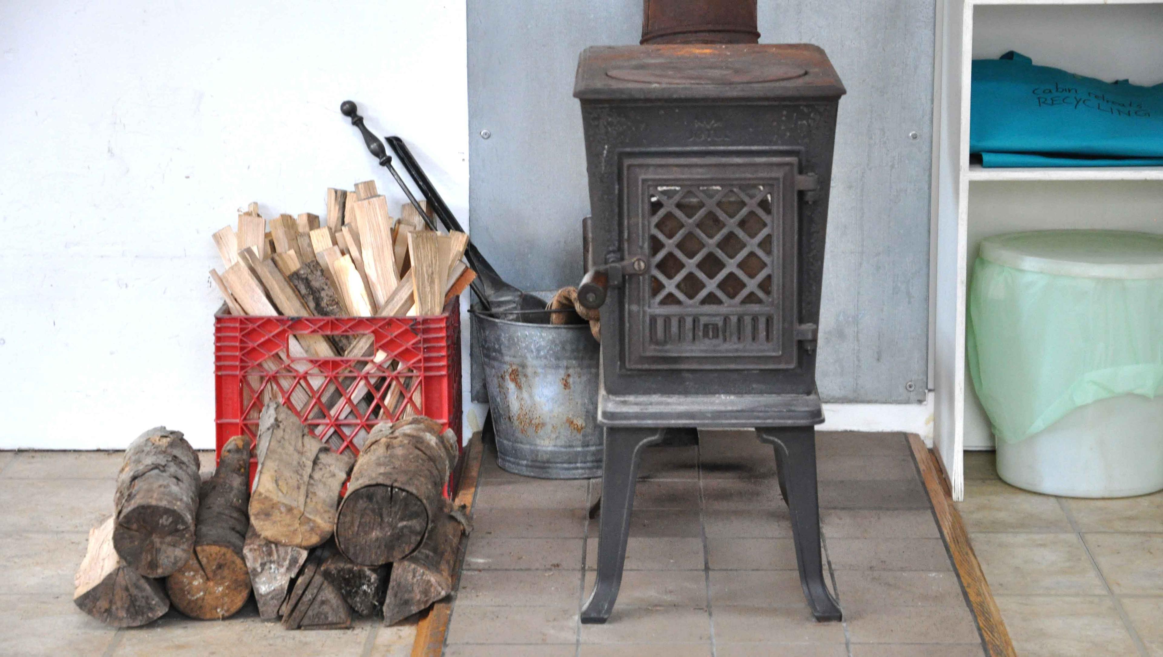 Heating supplies that come with a Solitary Retreat Cabin at Karme Choling Meditation Retreat Center, Vermont