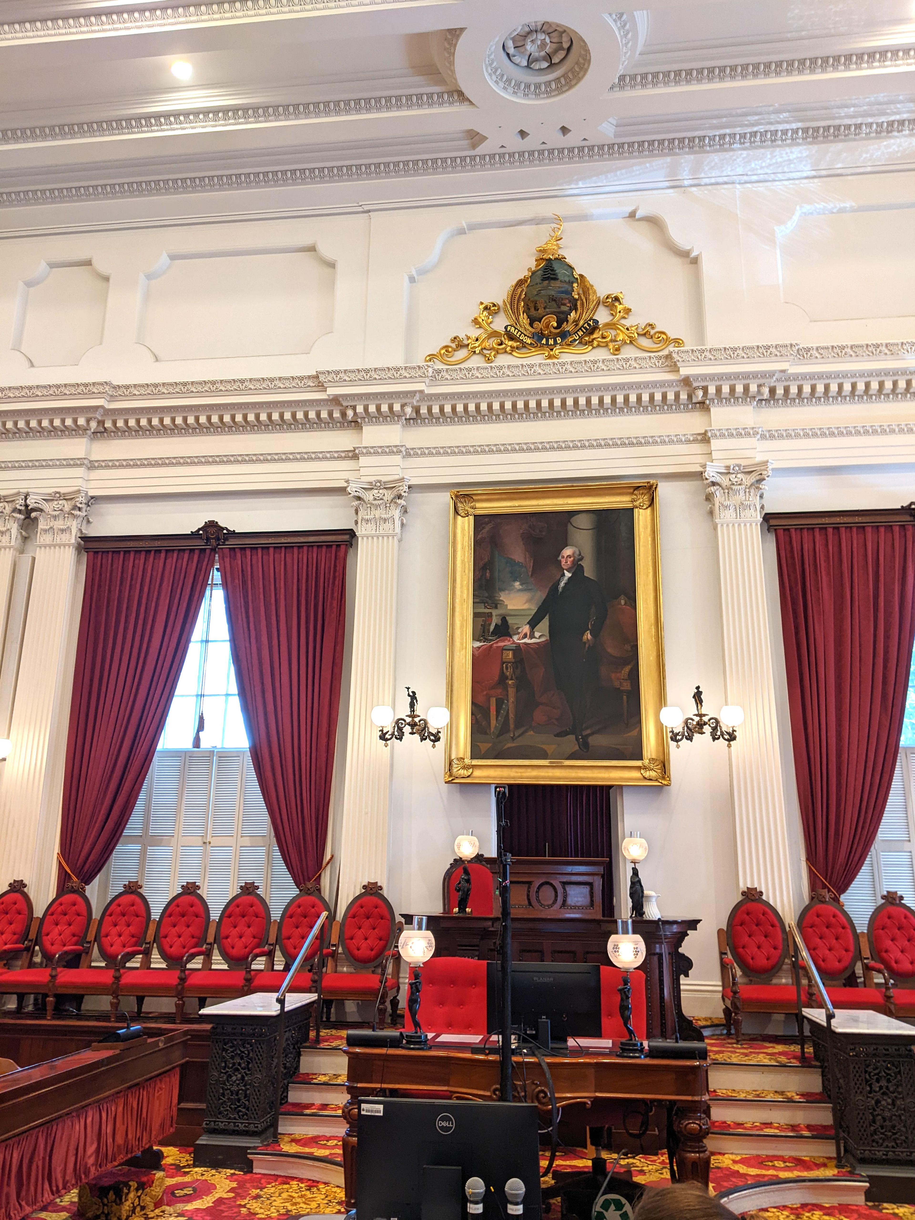 The podium inside the chamber