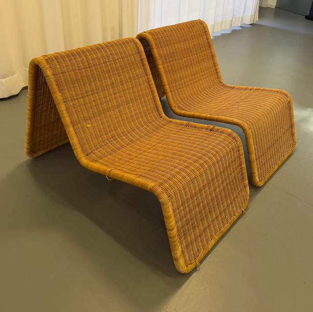 Vintage Ikea Hestra Rattan Liege/Sessel – 1980er Design von Tito Agnoli