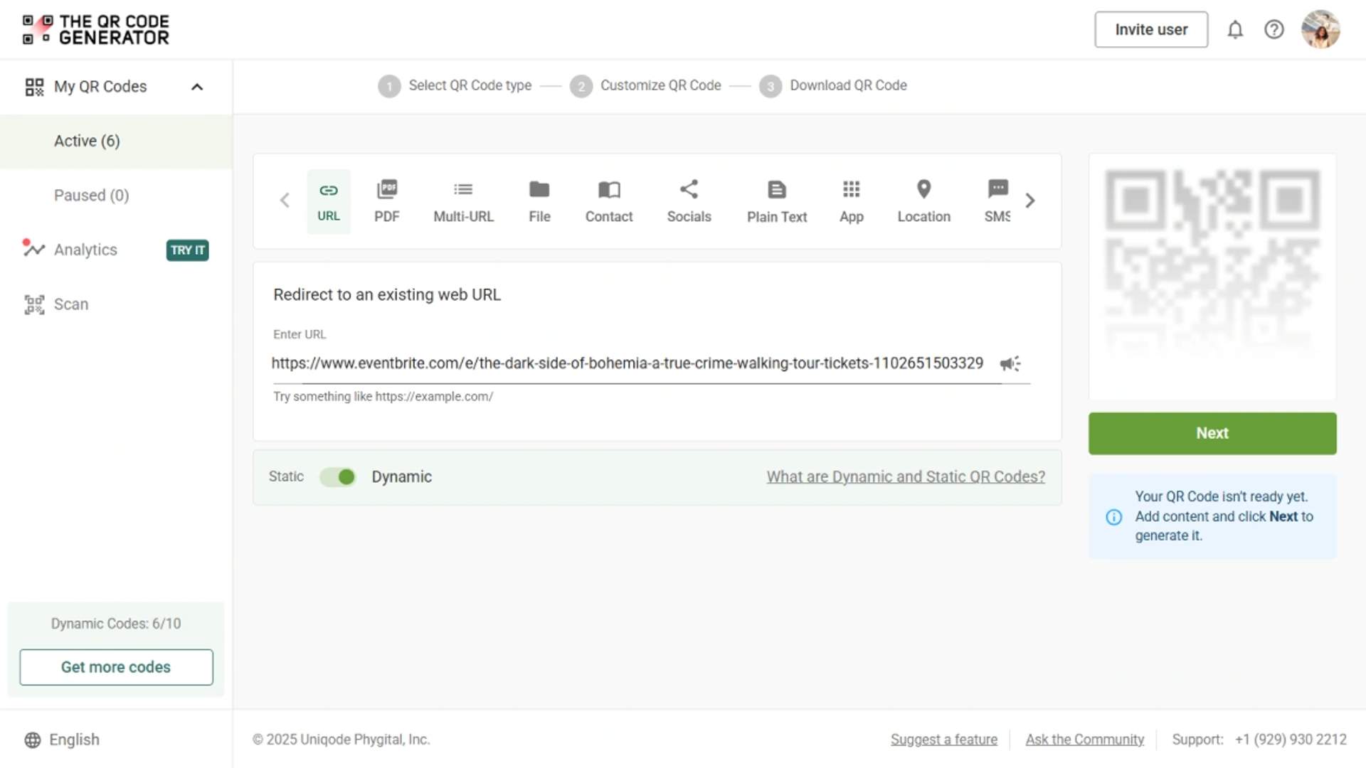Copy and paste your event link