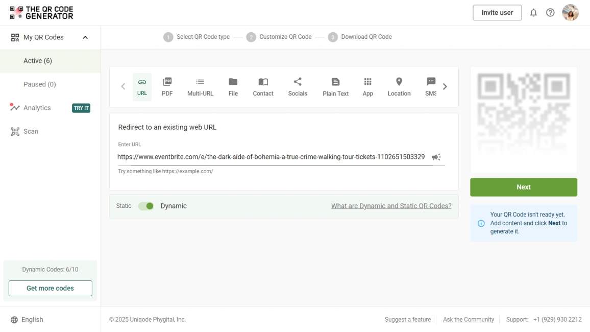 Copy and paste your event link