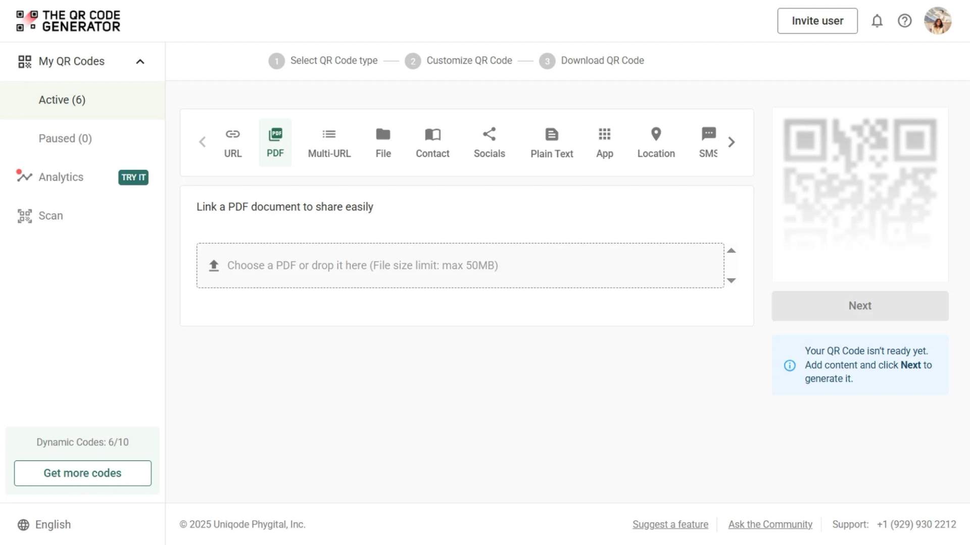 Log in and create QR Code