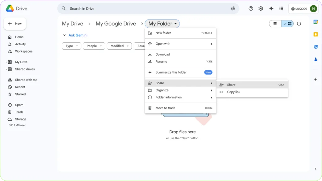 Locate Google Drive shareable link