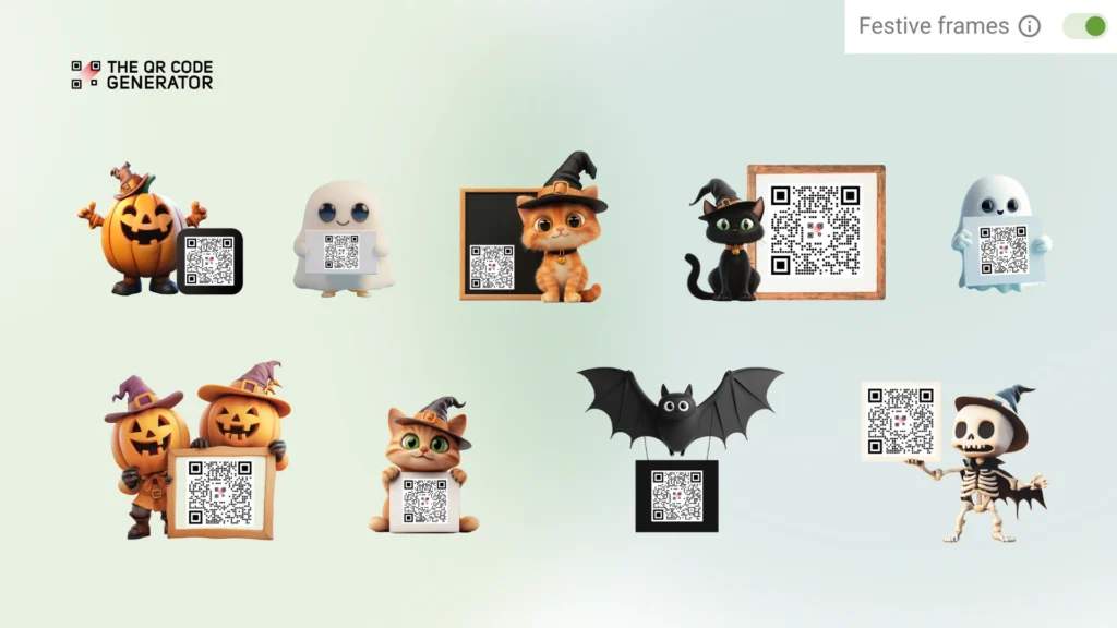 Festive frames with Halloween characters