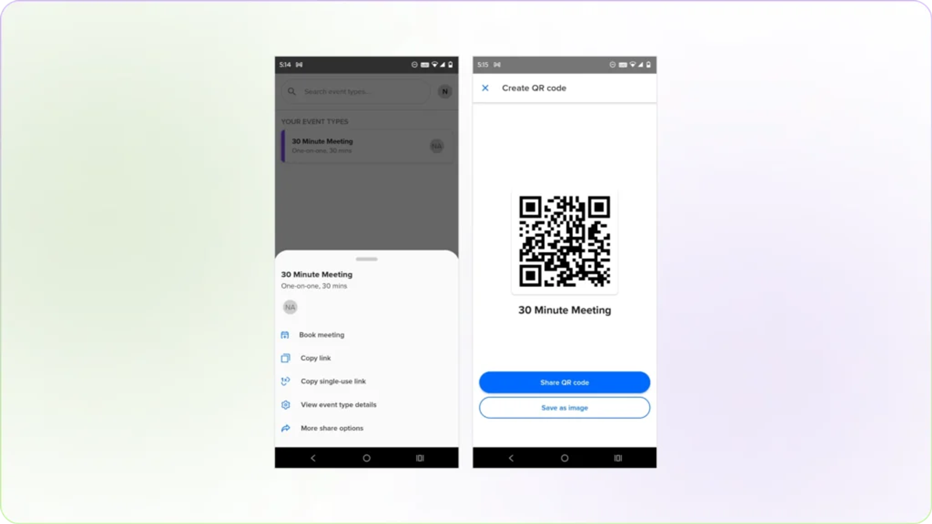 Calendly QR Code on Mobile App