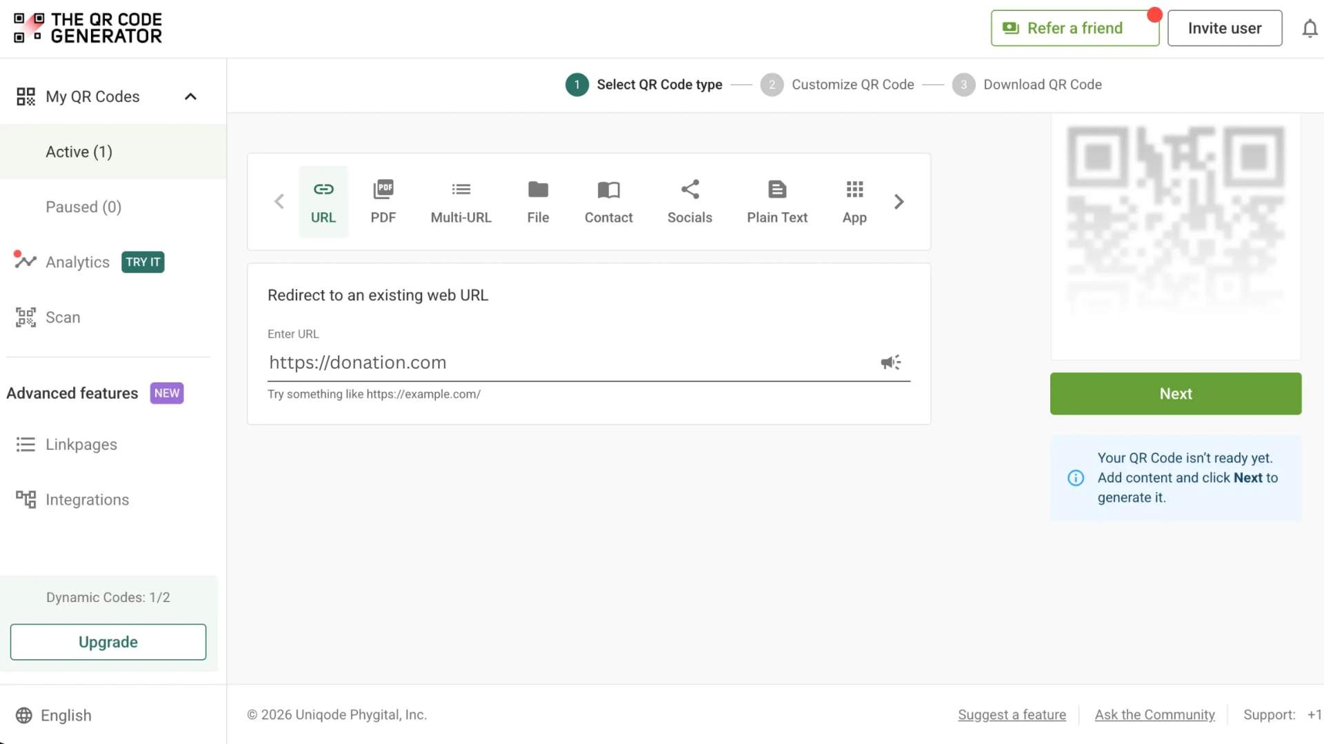 Paste your donation page URL