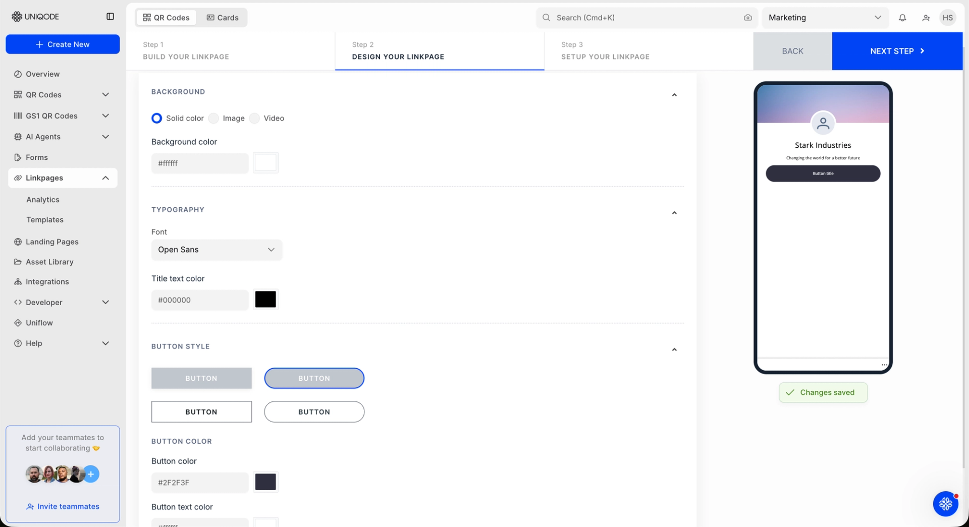 Design your Linkpage