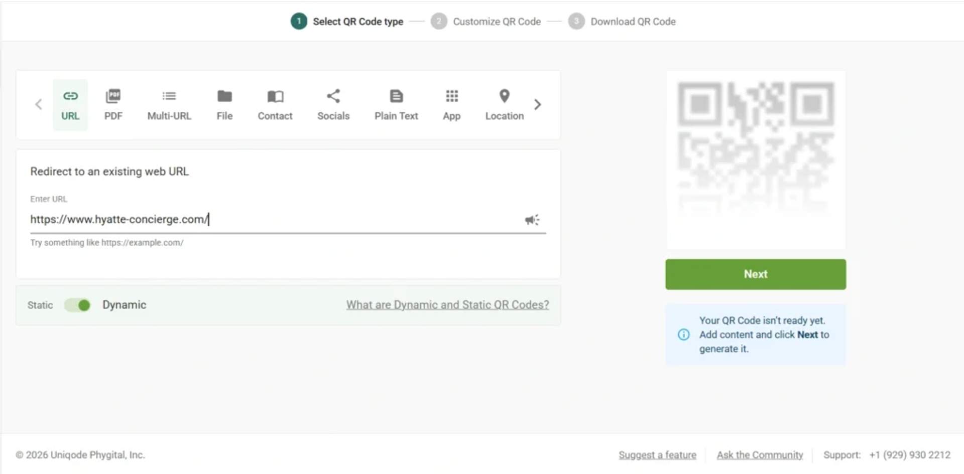 Generate your digital concierge QR Code