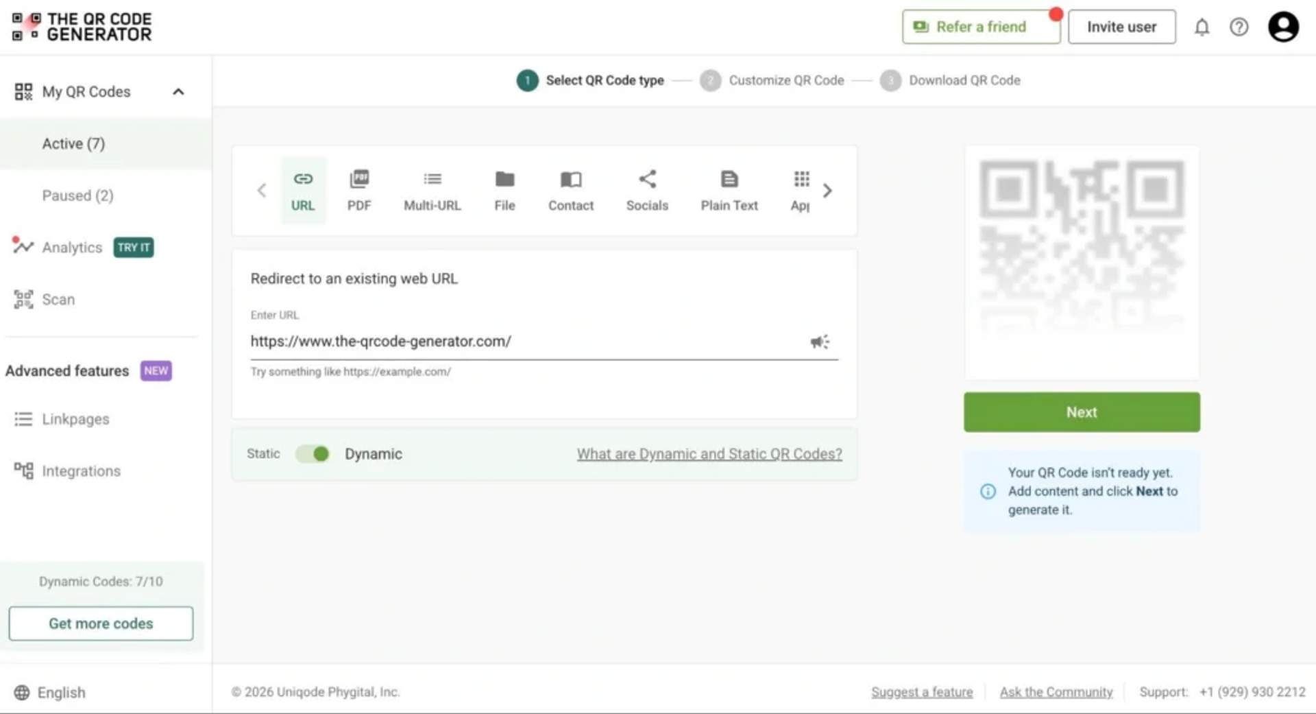 Sign up to The QR Code Generator