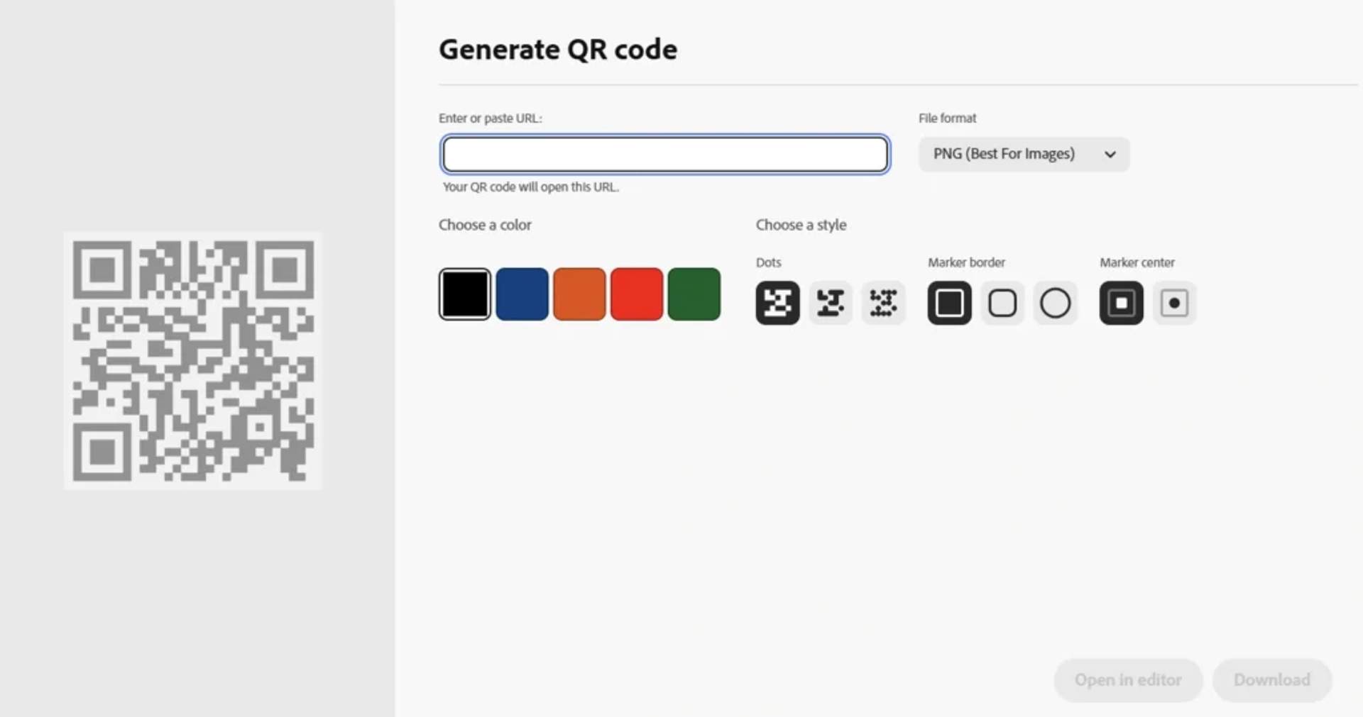 Adobe QR Code generator