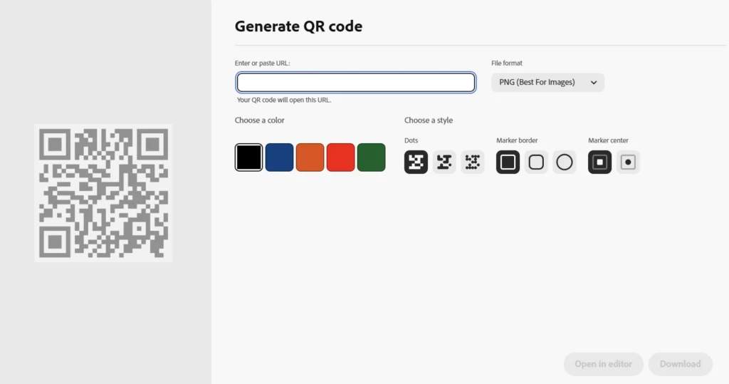 Adobe QR Code generator