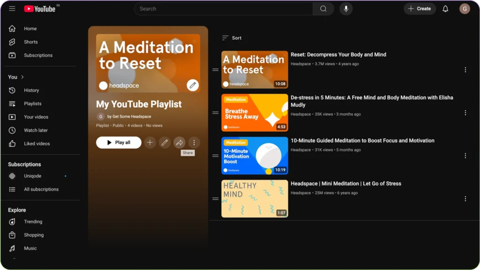 Find your playlist shareable link