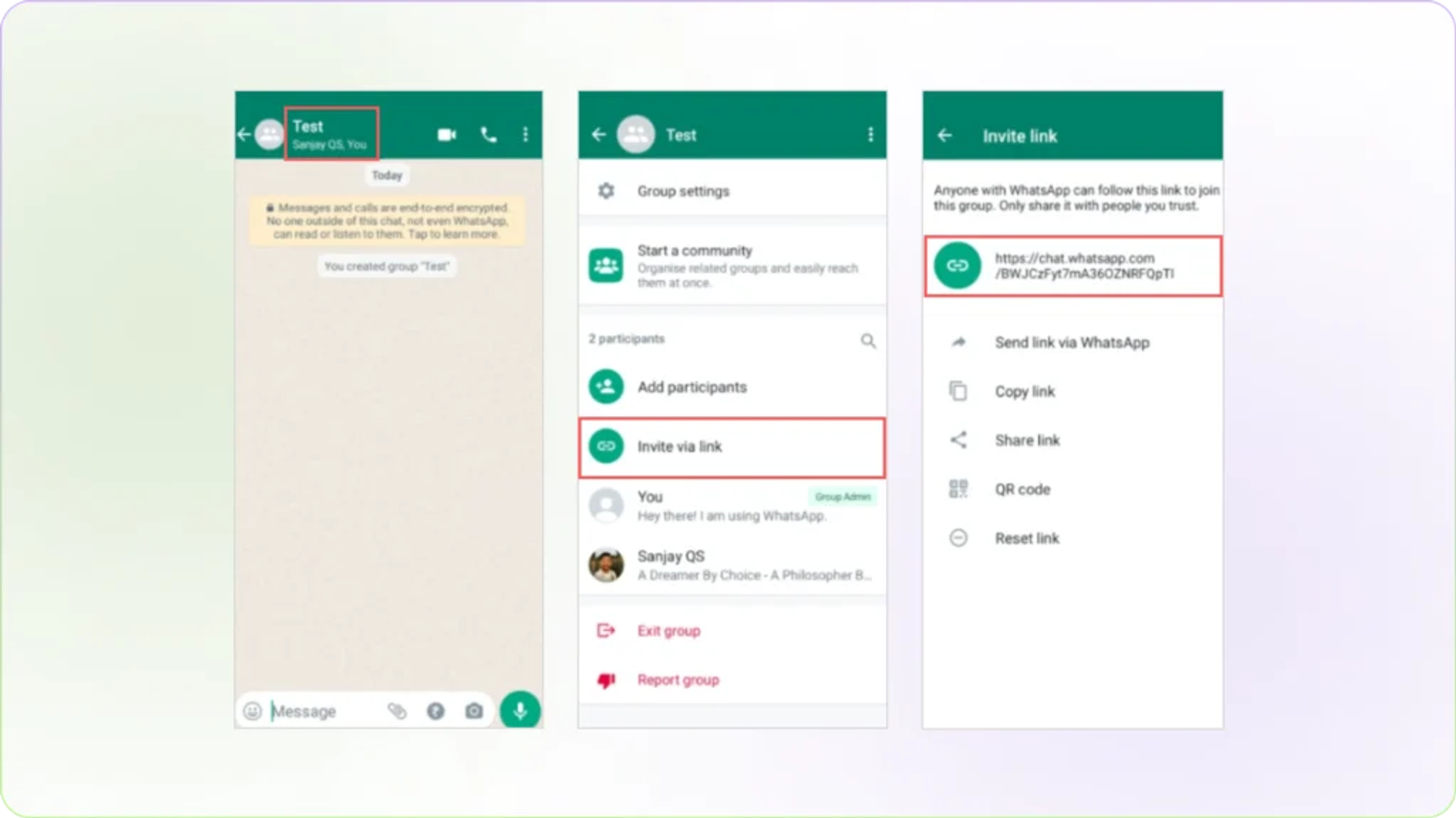 Find shareable link for WhatsApp group or community