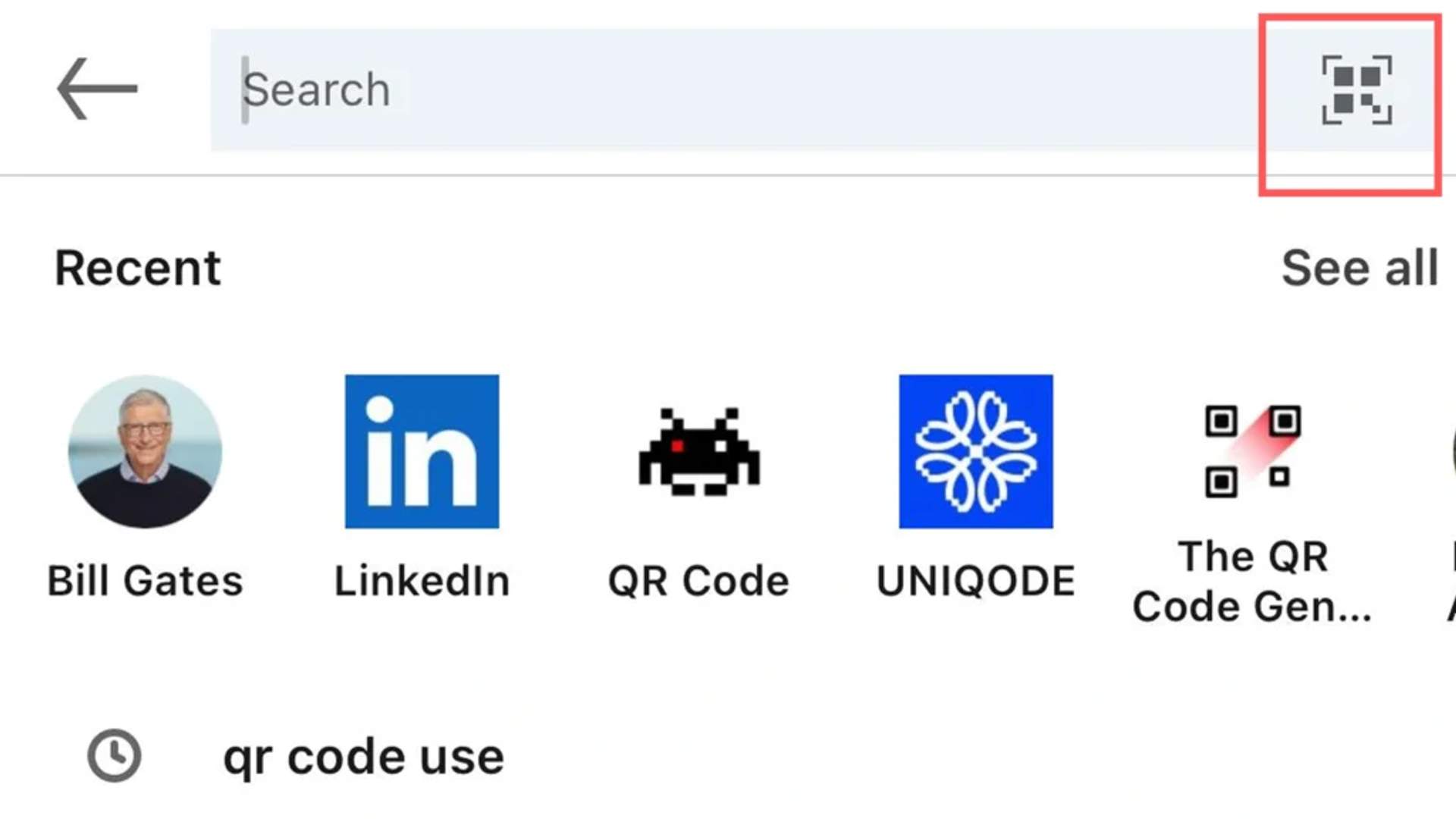 Find your profile QR code in LinkedIn app