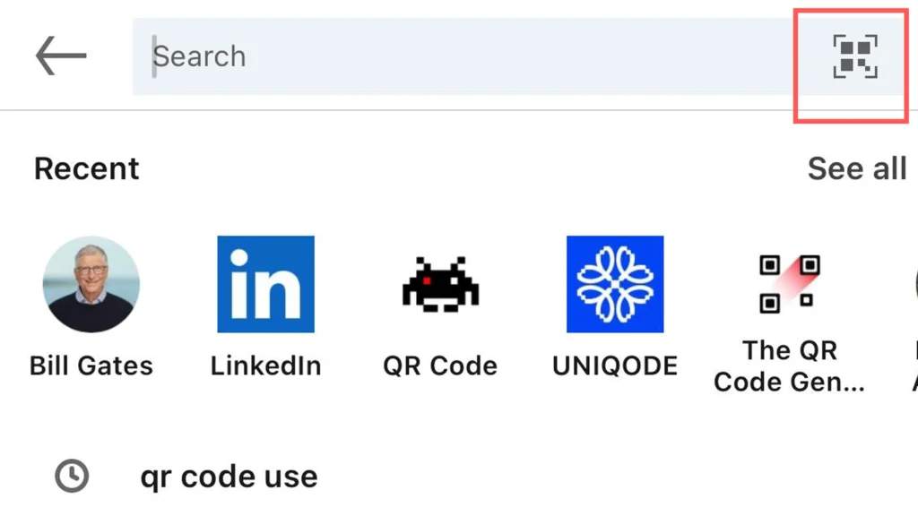 Find your profile QR code in LinkedIn app