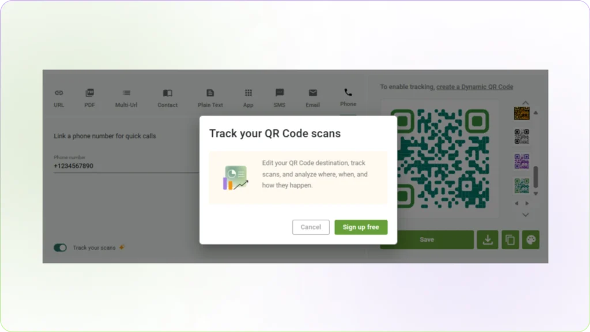 Sign-up to see how many people scan your QR