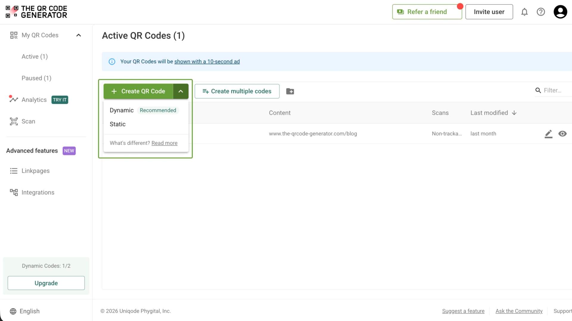 Create dynamic QR Code