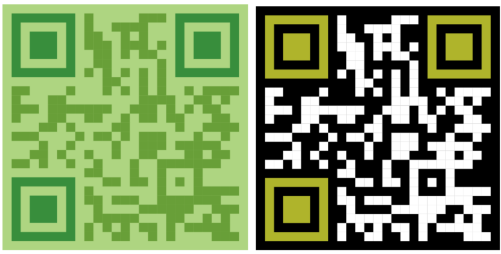 good and bad color QR code example