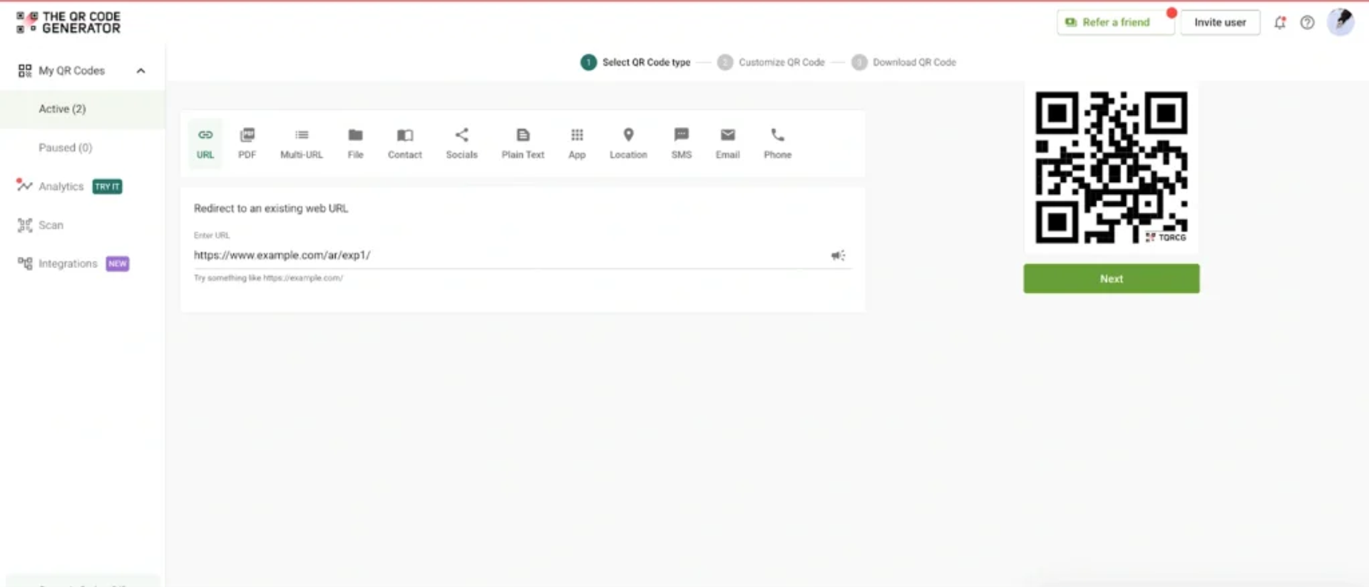 Create a dynamic QR Code in TQRCG