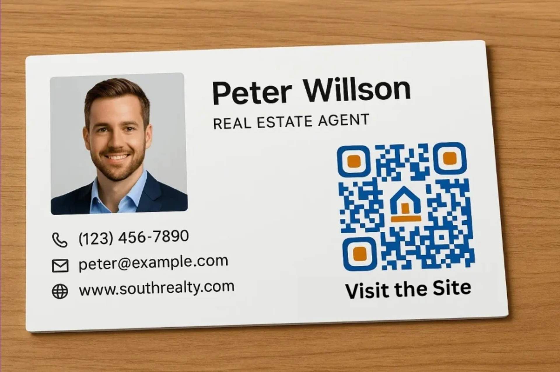 example of a business card with a qr code on it

