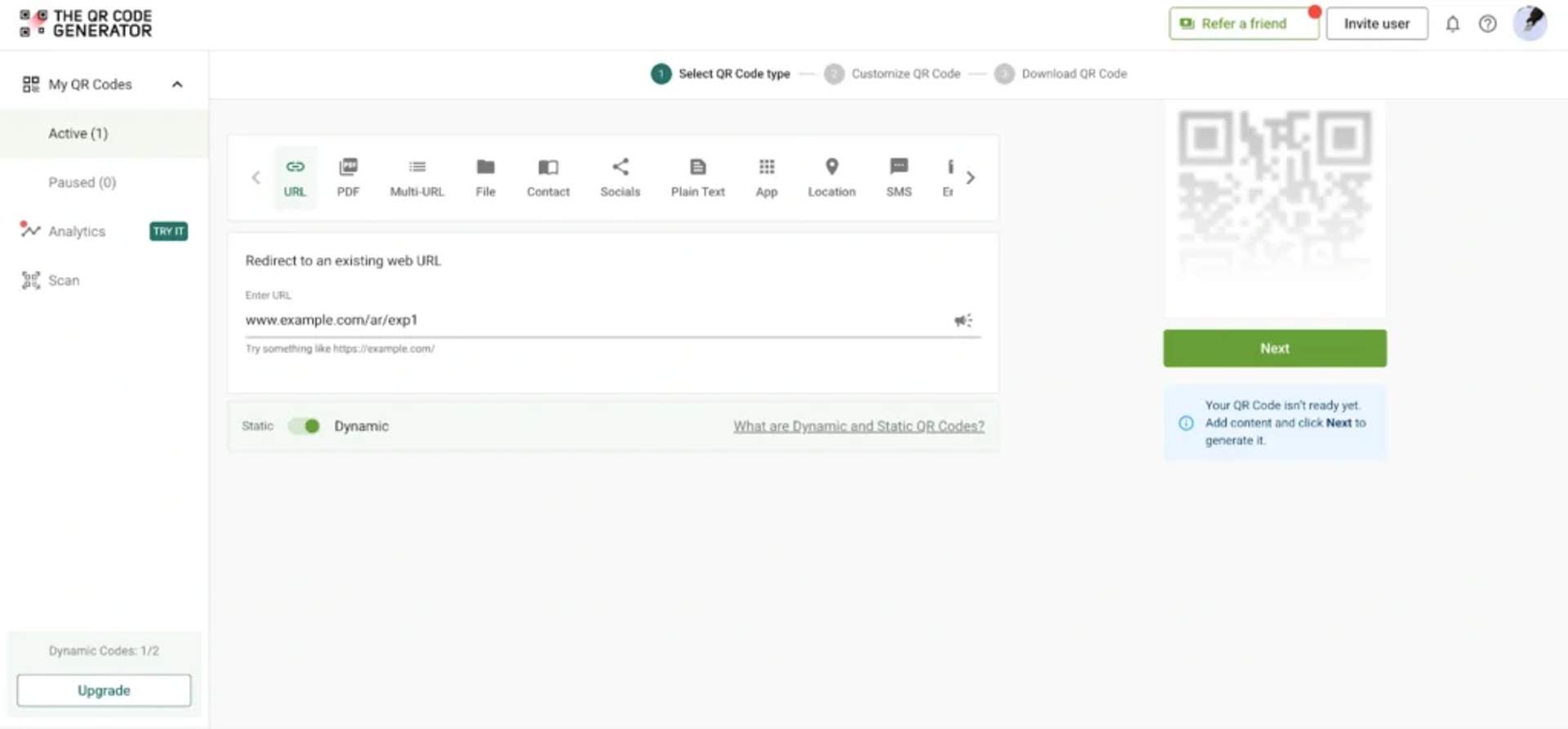 TQRCG widget User Interface 