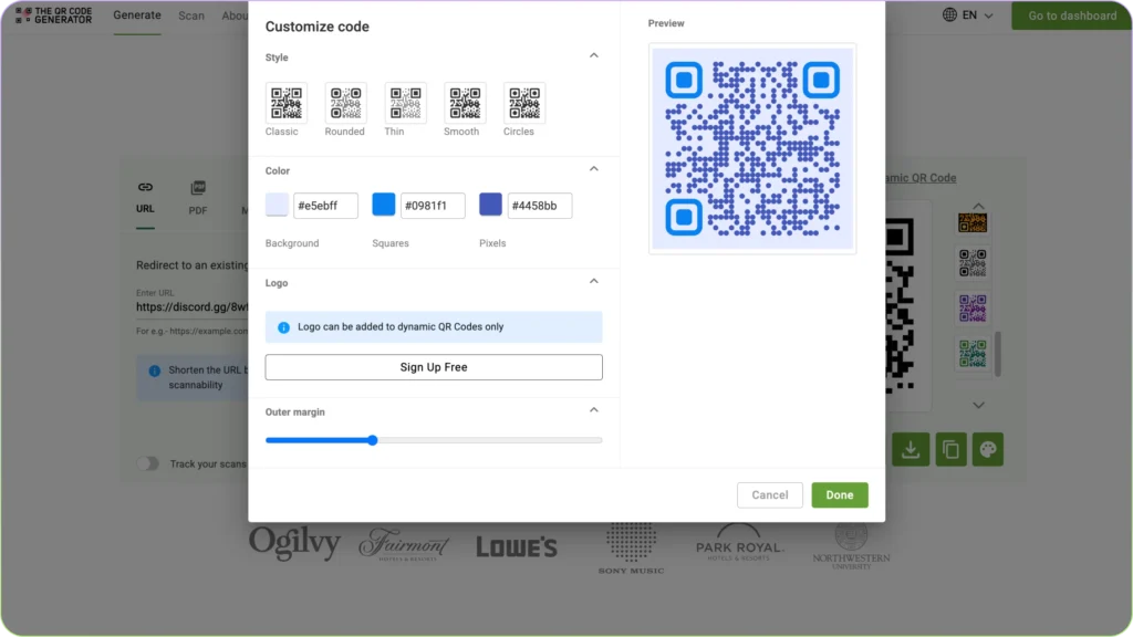 Discord QR code - basic customizations