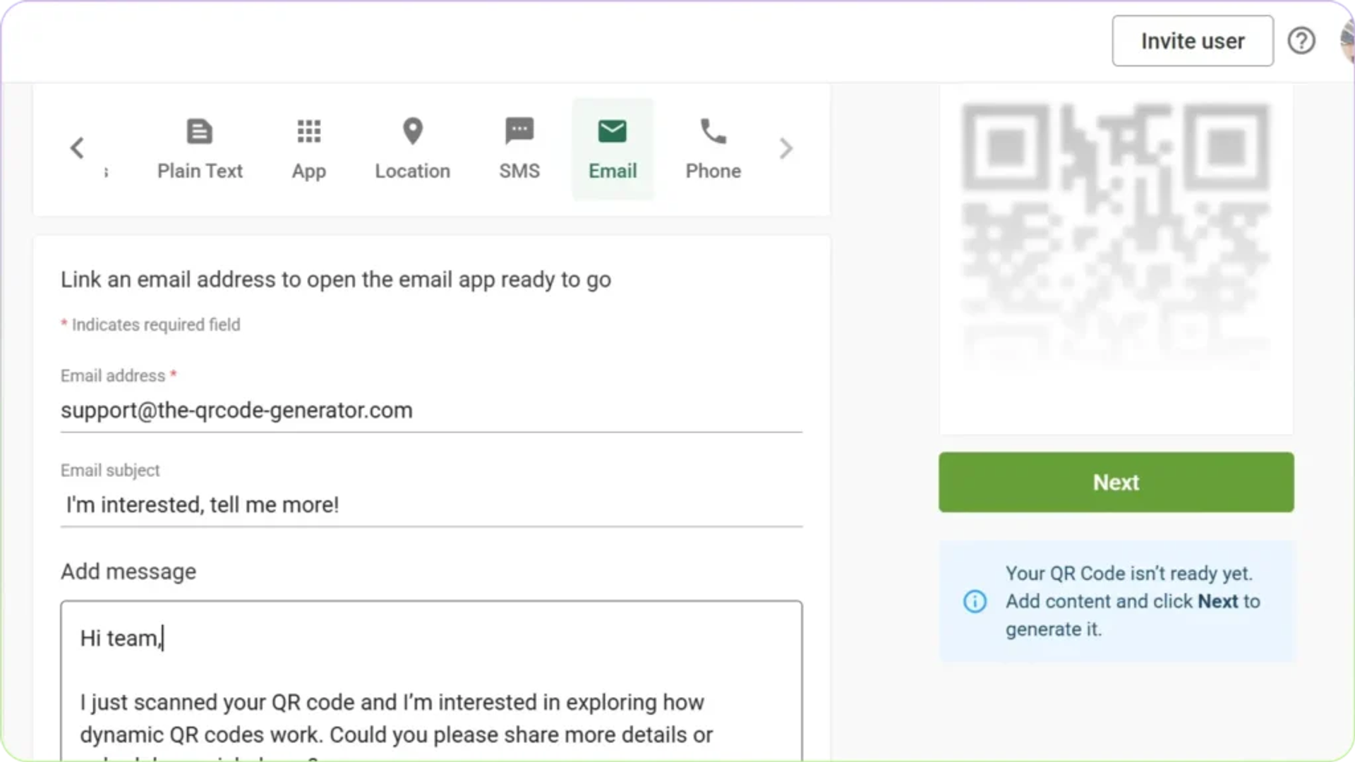 Create email QR Code
