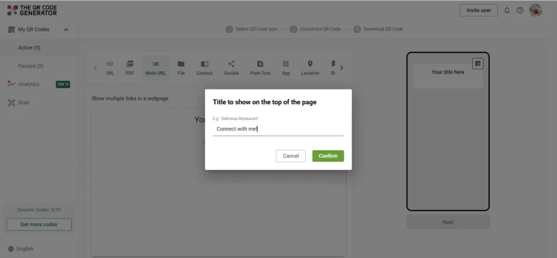Select your QR Code type