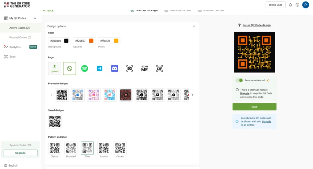 customize the QR Code