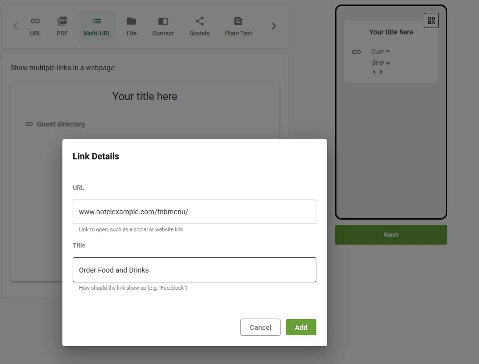 Enter the URL details 
