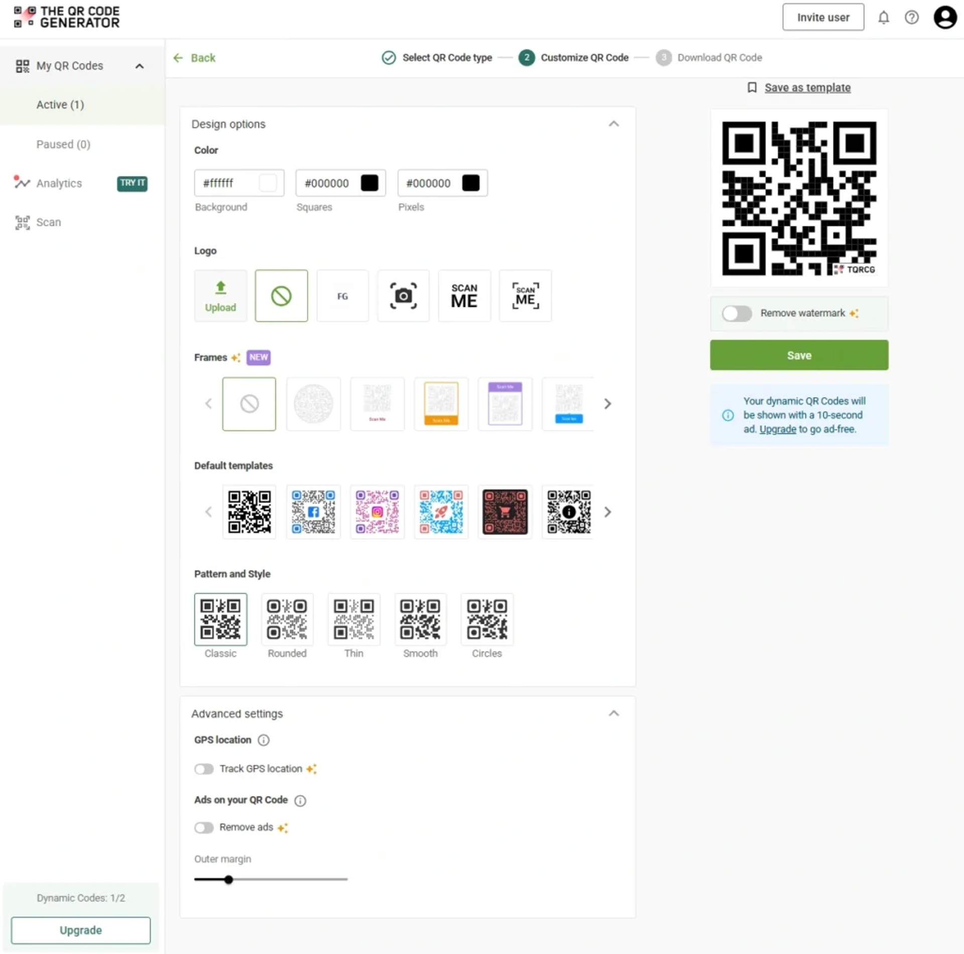 Customize the QR Code