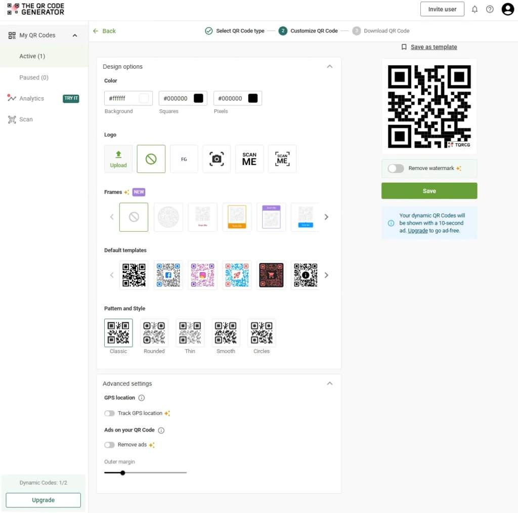 Customize the QR Code