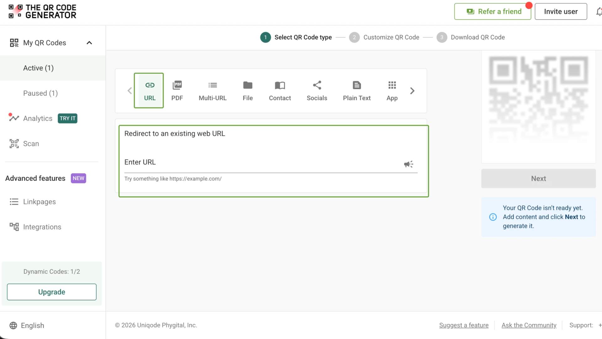 paste the destination Url