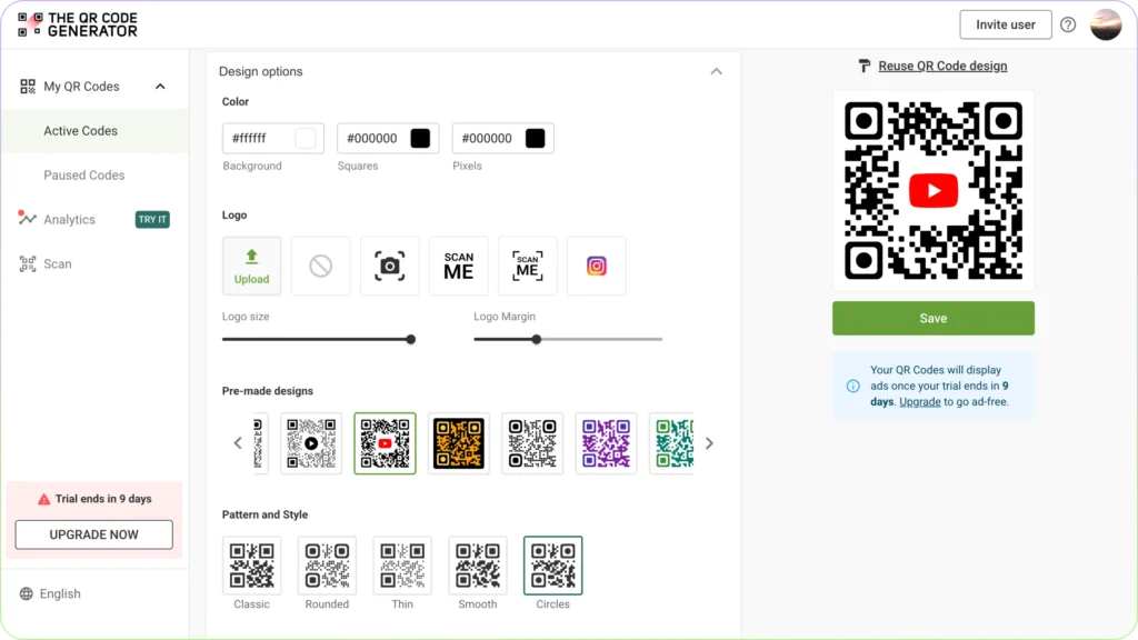 Customize your YouTube QR code