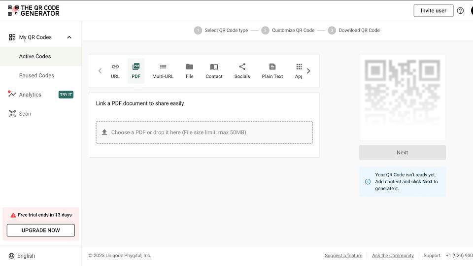 create pdf qr code in the qr code generator