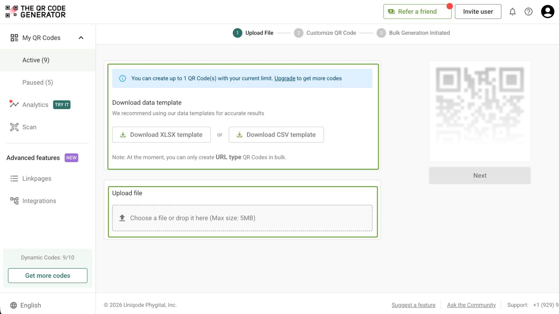 Upload your spreadsheet