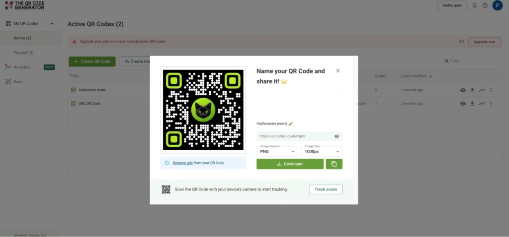 Save and download your QR Code