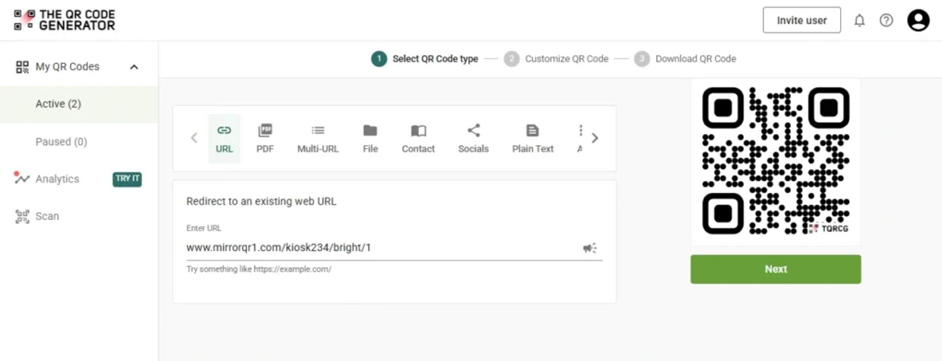 Create QR Code for mirror