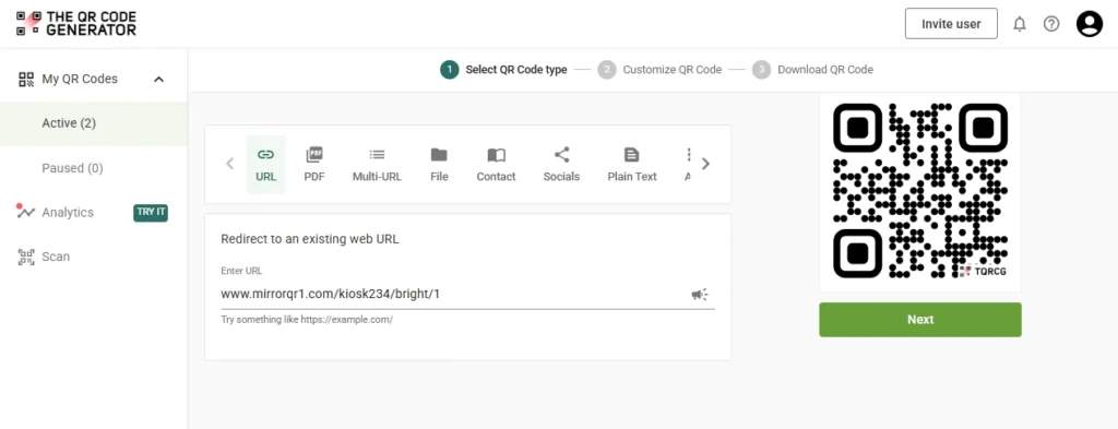 Create QR Code for mirror
