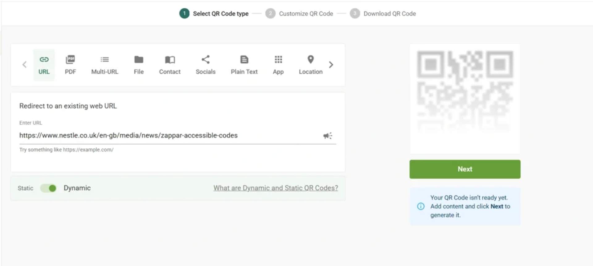 Generate your QR Code