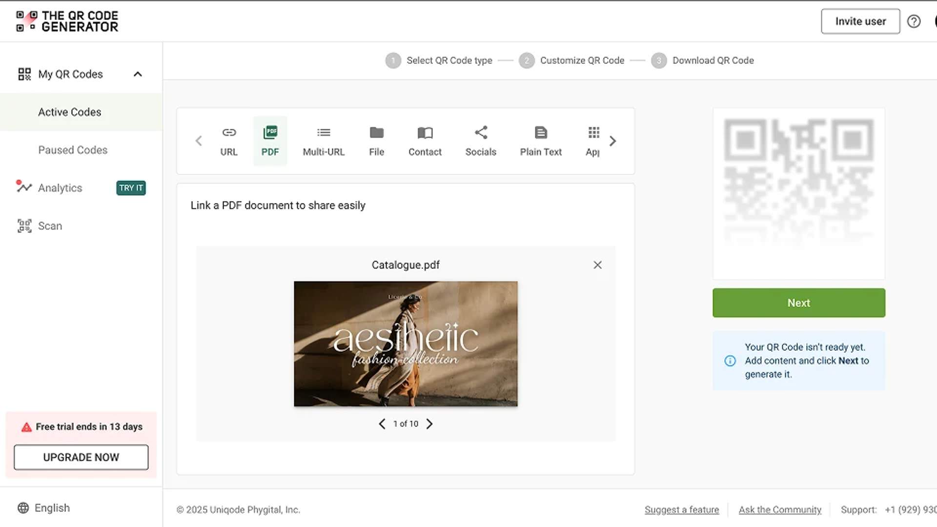 create qr code for a pdf document