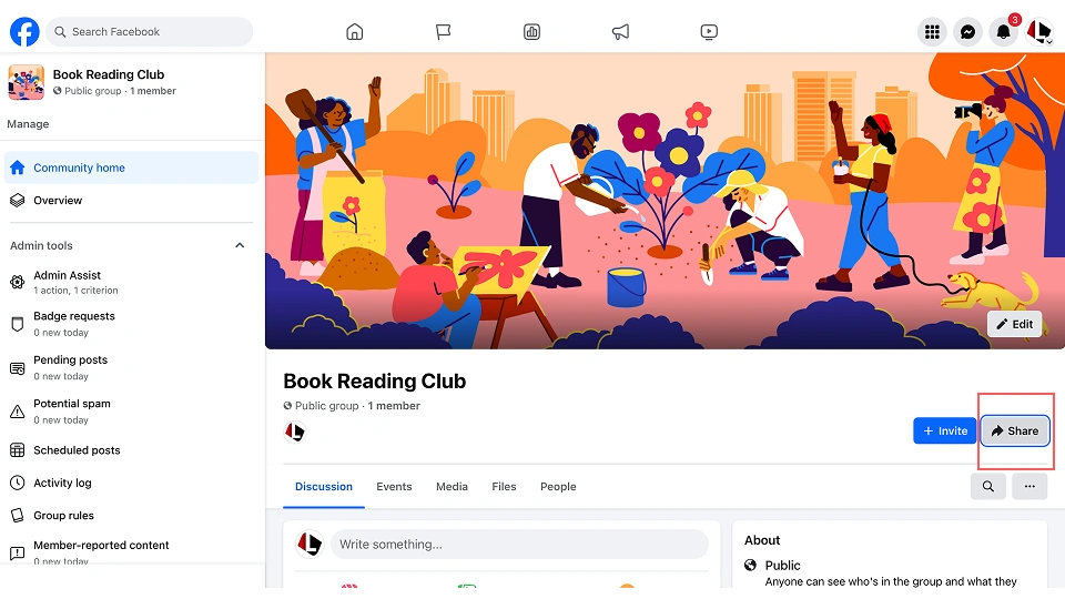 Get QR code for Facebook groups