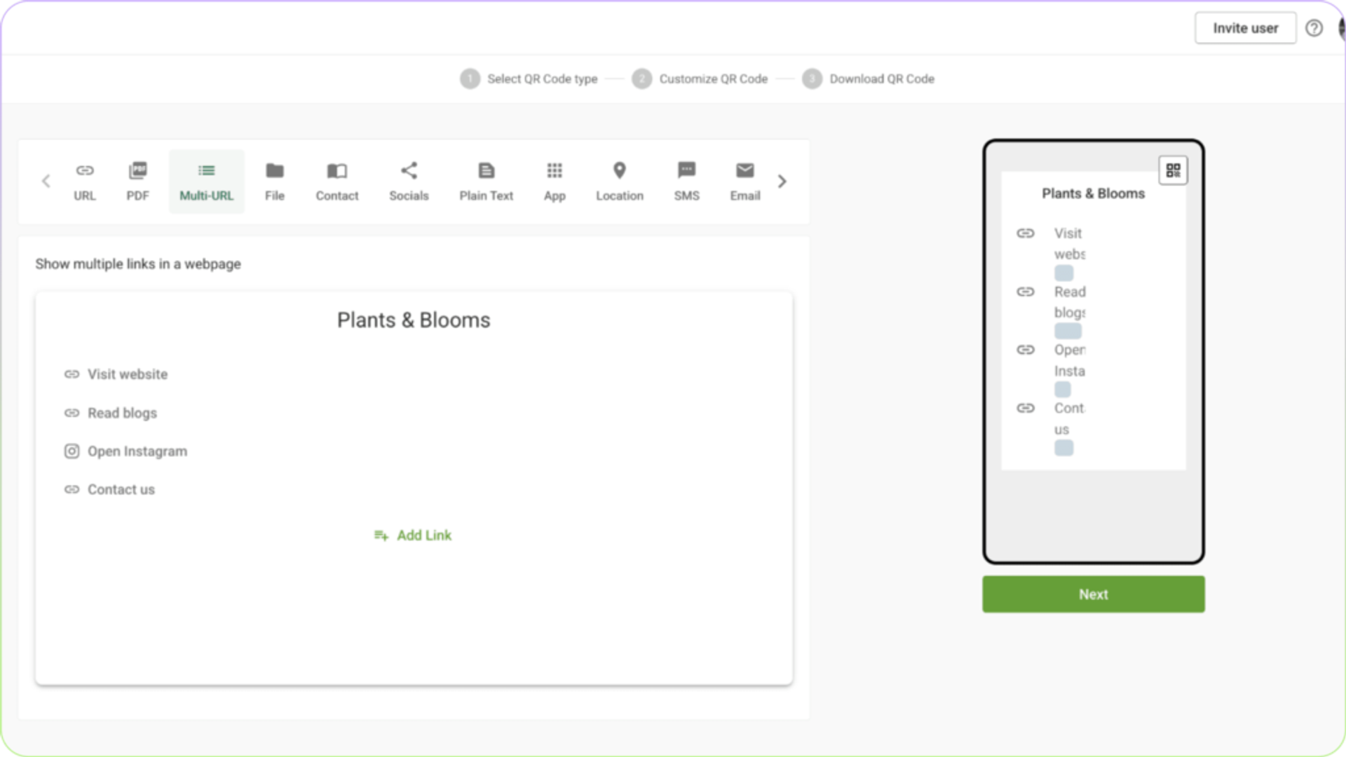 Show multiple links in a QR Code