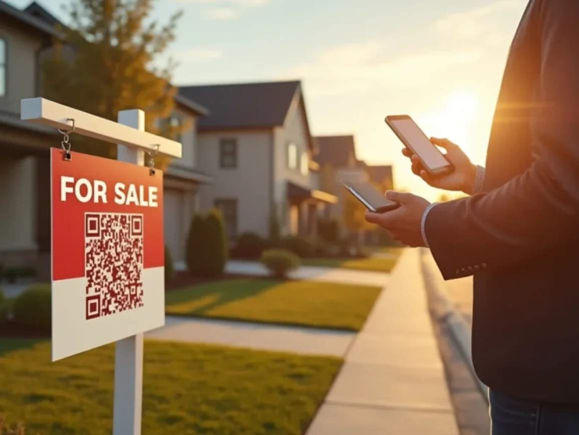 A For sale sign with a QR Code