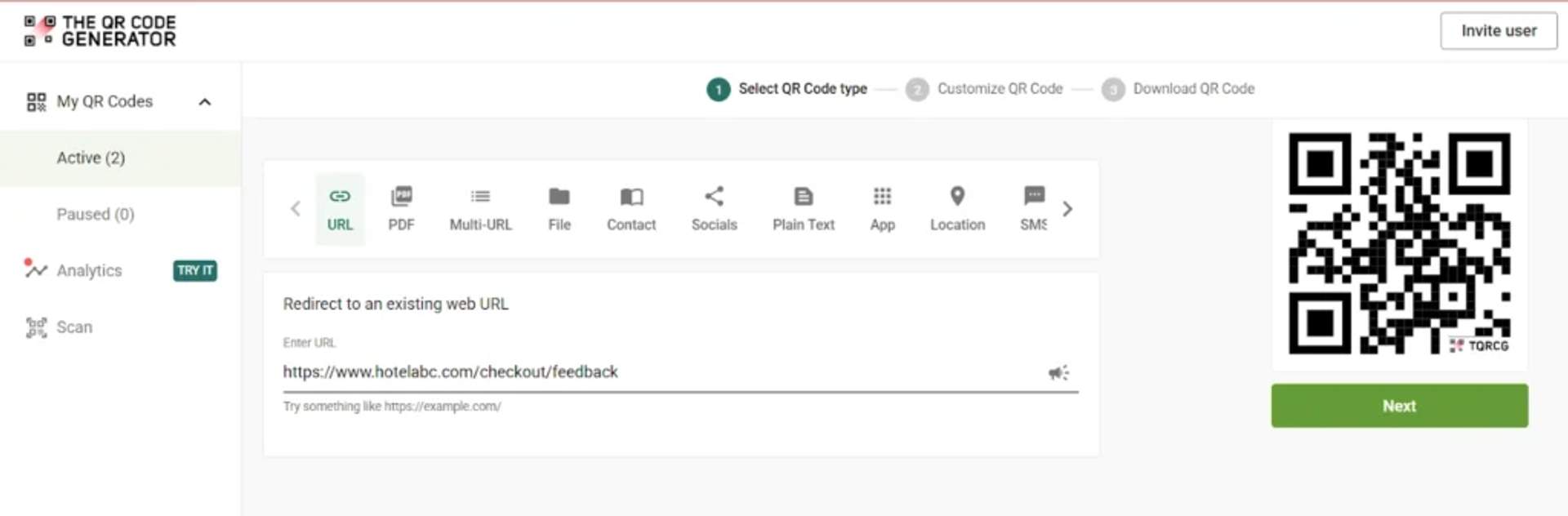 Generate a dynamic QR Code