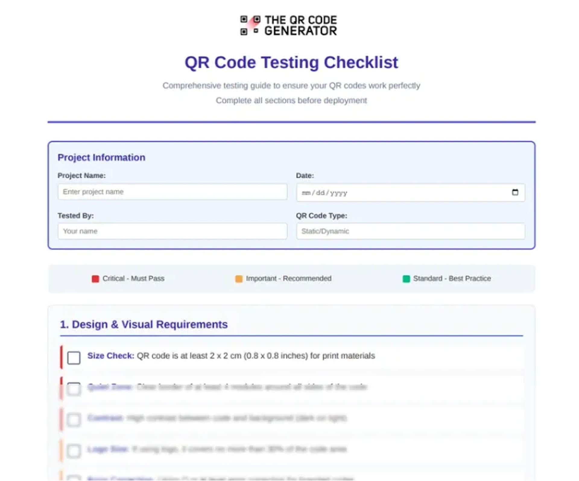 QR Code Testing Checklist