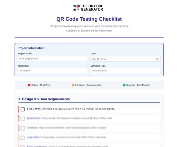 QR Code Testing Checklist