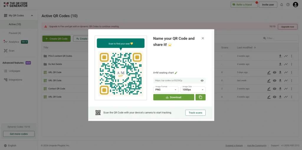 Download seating chart QR Code