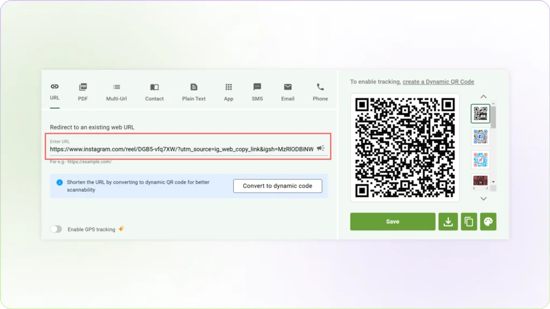 Paste your Instagram profile or post link