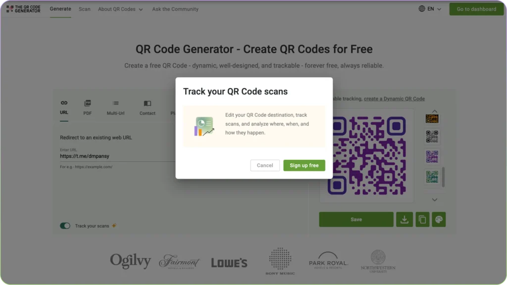 Track your QR Code Scans